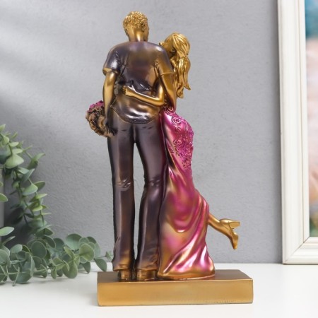 Souvenir Polystone "Tender Meeting" Pink-violet 7x14.5x28 cm-3