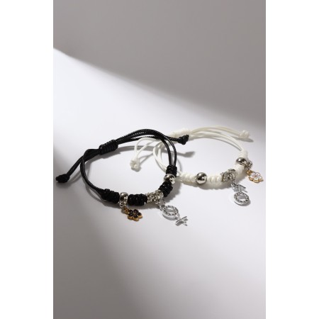 Bracelets "Demetrons" female, masculine principle, black and white color, 7cm-2