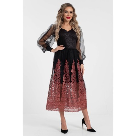 Female dress, size 44, black color, pink-2