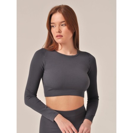 Crop female top in a rubber with a long sleeve Mirey Top Manica Lunga, size 46-48, color graphite