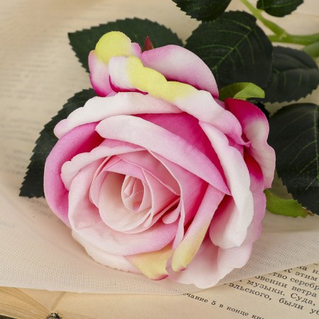 Artificial flowers "Venezuelan rose" 8x23 cm, pink-1