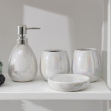 A set of accessories for the Pearl bathroom, 4 items (soap dish, soap dispenser 400 ml, 2 cups), gray color