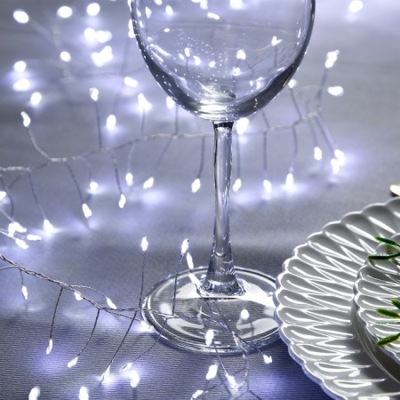 Garland "Mishura" 2 m Rosa, IP20, silver thread, 200 LED, white glow, 12 V-1