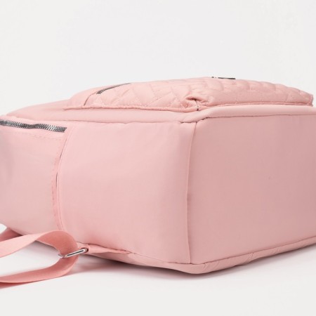City backpack from textiles, 2 outer pockets, 4 pockets, pink color-2