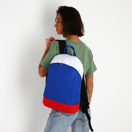 School textile “Russia”, 46x30x10 cm, vertical pocket, red, blue, white-6