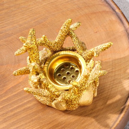 Stand for incense powder and cones "Coral", golden, 6.3x10 cm-1