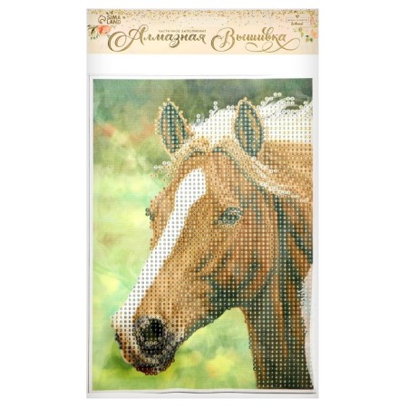 Diamond mosaic with partial filling on the canvas "Horse", 15 x 21 cm-4