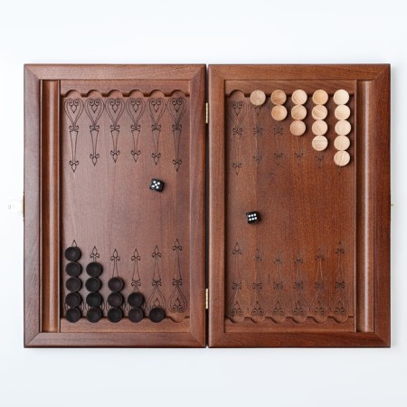 Carved backgammon "eastern", from an array of Buk, Patina 35 x 45 cm-2
