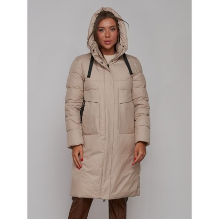 Coat insulated winter female, size 50, beige color-4