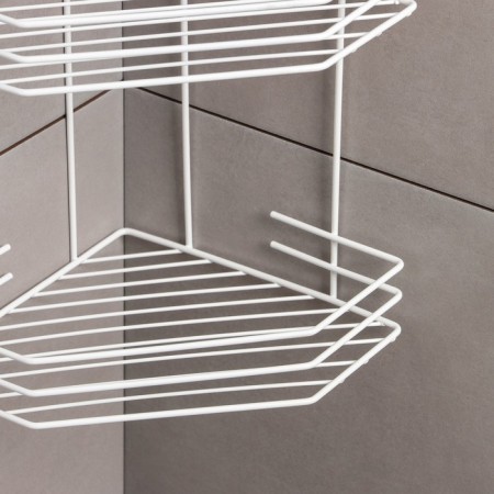 The bathroom shelf is an angular 4-tier, 20.5 × 20.5 × 71 cm, white color-2