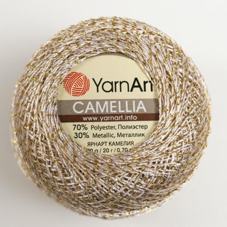 Yarn "Camelia" 70% polyester, 30% lurers 190m/20g (430 pearls-gold)-3