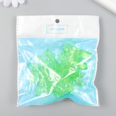 Decor for creativity plastic "Leaves" transparent green set 20 grams 0.4x4x5.2 cm-3