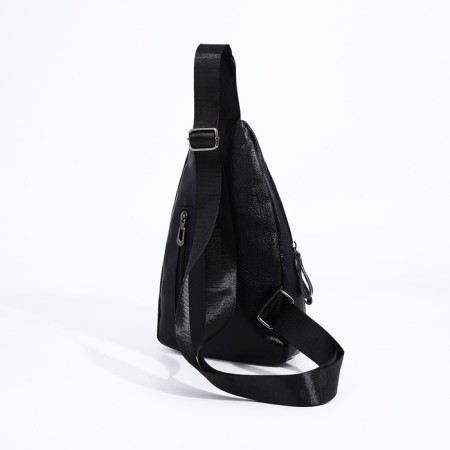 Male sling bag, artificial leather, black color-2