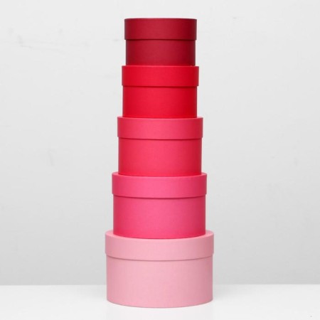 Set of round boxes 5 in 1 "Panton 200", 23 x 23 x 14 - 15 x 15 x 10 cm-7