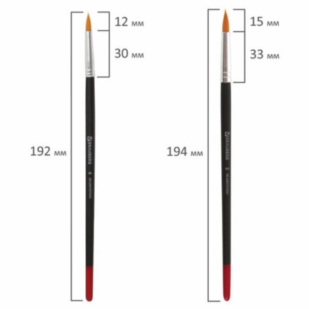 Set of brushes, synthetics, 5 pieces, brauberg (round, No. 1, 2, 3, 4, 5), blister-4