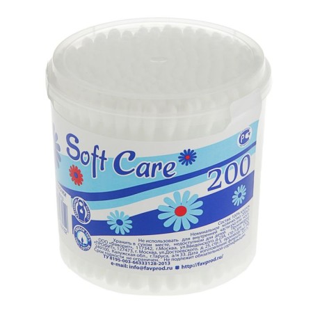 Cotton sticks Soft Care, 200 pcs. in glass