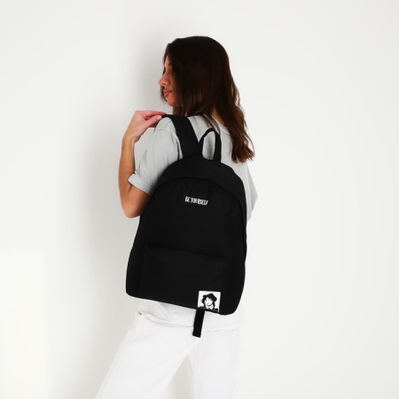 Backpack school textile BE YOURSELF, with pocket, 29x12x40, black color-8