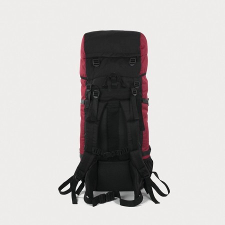 Tourist backpack, TAIF, 90 l, cord department, outer pocket, 2 side nets, black color/cherry-1
