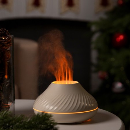 Air humidifier Luazon HM-10, flame effect, 130 ml, 4.5 watts, USB, white