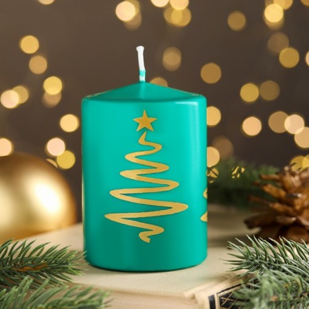 Candle - cylinder "Christmas tree", 5.6x8 cm, green