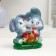 Piggy bank "Rabbits with strawberries 16x16x9cm