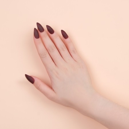 Patch nails, 24 pcs, with glue plates, almond shape, burgundy color-12
