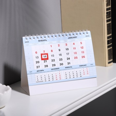 Calendar desktop house with a cursor "Silver" Silver 2025, 16 x 10.5 cm-1