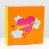 Box for 8 sweets + chocolate, with a window, "love is...", orange, 17.7 x 17.85 x 3.85 cm