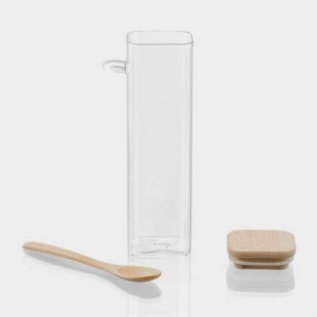 Glass Bank for bulk products with a bamboo cover and a spoon "Eco", 550 ml, 9.5 × 22.5 cm-2