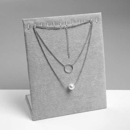 Stand for pendants, chains, bracelets, 12 hooks 20 × 9 × 25.5 cm, velvet, gray color gray-1