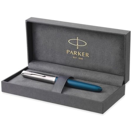 Fright pen Parker 51 Core Teal Blue Ct F, stainless steel body/plastic, black ink-1