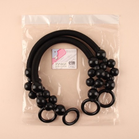 Handles for a bag, 2 pcs, waxed cord/tree, 44 × 4 cm, black color-7