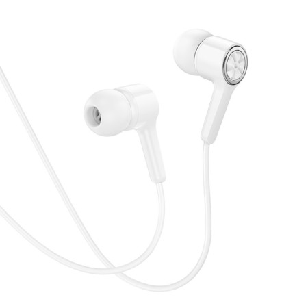 Hoco M104 headphones, wired, vacuum, microphone, 1.2 m, white