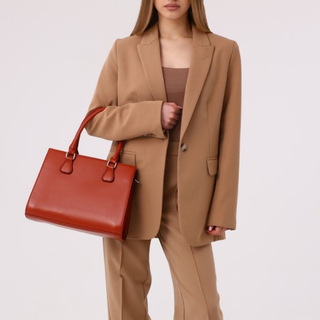 Women's bag El Masta with a zipper, external pocket, long belt, redhead color-8