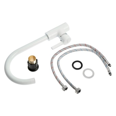 Kitchen mixer Zein Z6971, single -leaf, cartridge ceramics 40 mm, brass, white-7