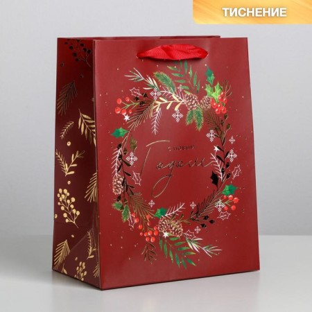 Laminated vertical "New Year's wreath", MS 18 x 23 x 10 cm, New Year
