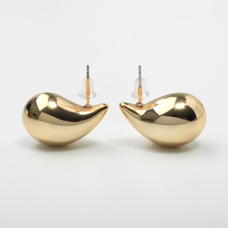 Earrings plastic "drop" curved mini, color gold-3