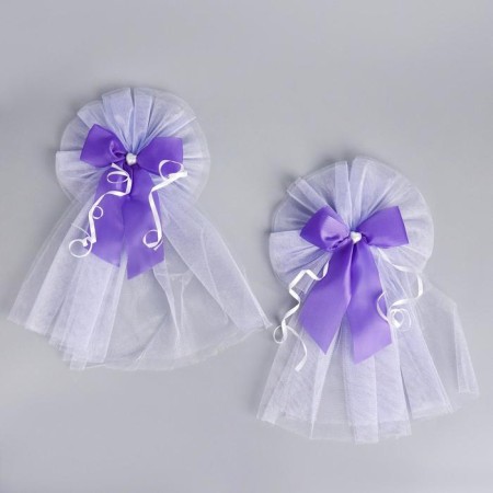 A set of bows for mirrors from tulle, 2 pcs, lilac
