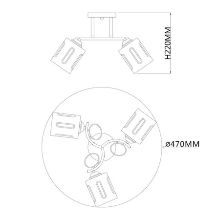 Ceiling light ESCADA, 1120/3PL. 3x40W, e27, 470x470x220 mm, chromium color-4