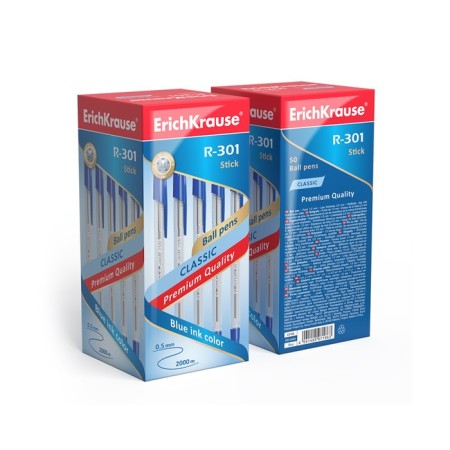 Ballpoint handle Erichkrause R-301 Classic Stick, Node 1.0 mm, bluebells, Blue Line length 2000 meters, barcode on the handle-3