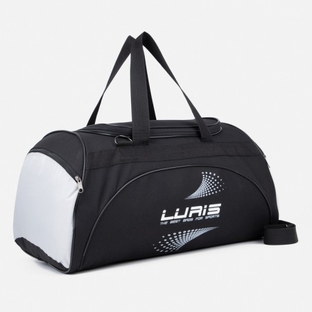 Sports bag with lightning, 2 outer pockets, long belt, black/gray color