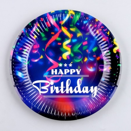 Paper plate "Happy Birthday", serpentine, set of 6 pcs.-1