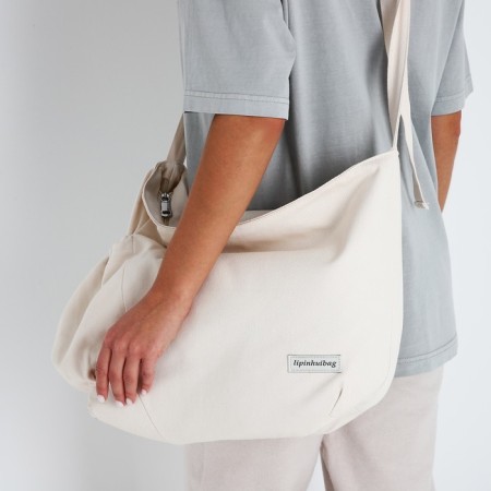 Soldier bag with a zipper, beige color-6