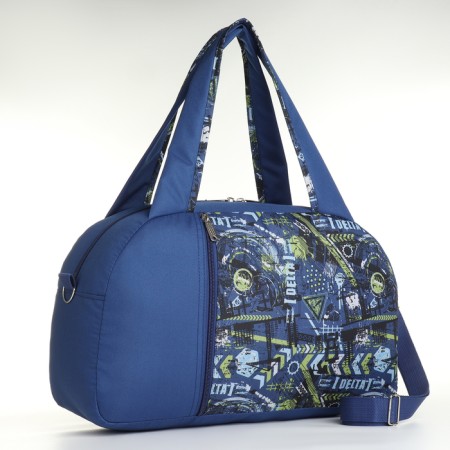 Sports bag with lightning, long belt, external pocket, blue color