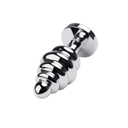 Anal plug Metal by Toyfa, silver, ruby, 7.2 cm, d = 2.9 cm-1