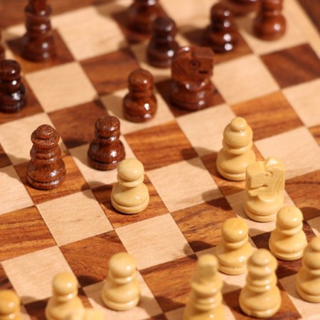 Chess round, board 18x18 cm, wooden wood-7
