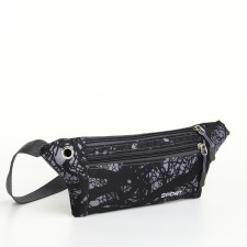 Lightning waist bag, outer pocket, USB connector, black color