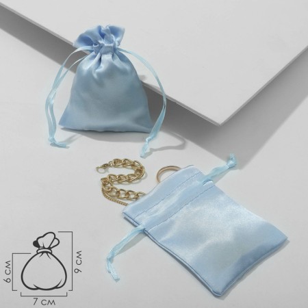 Satin gift bag, 7 × 9 cm, heavenly blue color