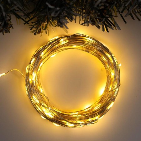 Garland "thread" 20 m dew, IP20, silver thread, 200 LED, glow warm white, 12 V