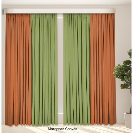 Set of curtains "Canvas", size 200x260 cm, 2 pcs, olive, orange color-1